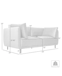 Armen Living Serenity 79" Velvet with Metal Legs Sofa