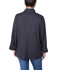Ny Collection Petite Cuff Sleeve Shawl Collar Top