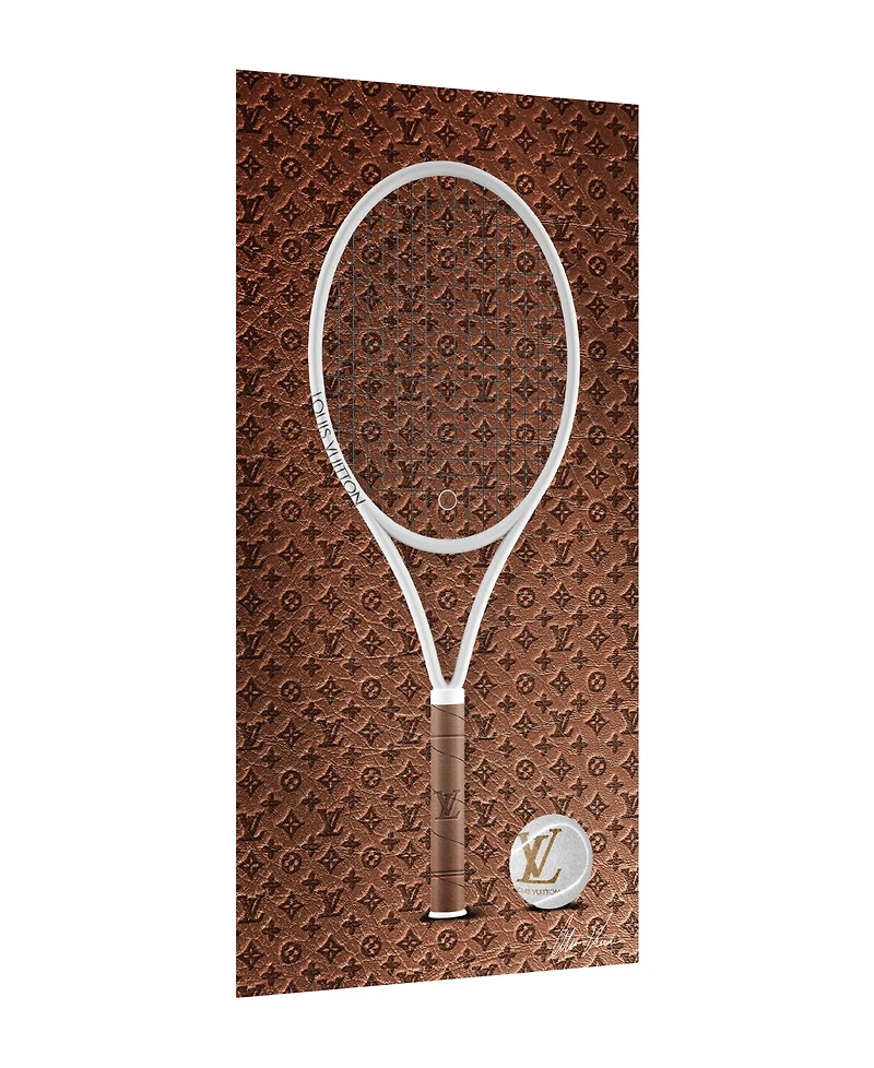 Empire Art Direct "Louis Vuitton Vibes Racquet" Frameless Free Floating Tempered Glass Panel Graphic Wall Art, 24" x 48" x 0.2"