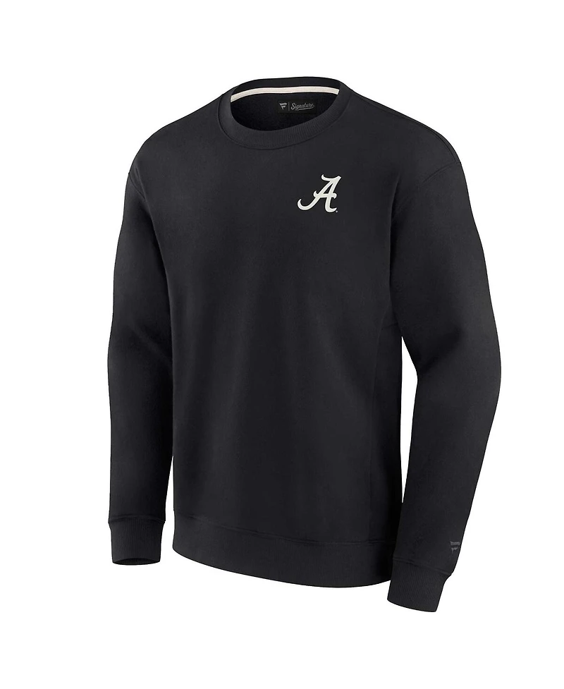 Men's and Women's Fanatics Signature Black Alabama Crimson Tide Super Soft Pullover Crew Sweatshirt