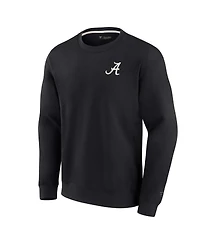 Men's and Women's Fanatics Signature Black Alabama Crimson Tide Super Soft Pullover Crew Sweatshirt