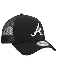 Men's New Era Black Atlanta Braves A-Frame 9FORTY Trucker Adjustable Hat