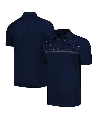 Men's LevelWear Navy Atlanta Braves Sector Batter Up Raglan Polo Shirt