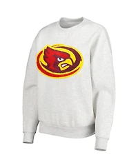 Women's Gameday Couture Heather Gray Iowa State Cyclones Chenille Patch Fleece Pullover Sweatshirt