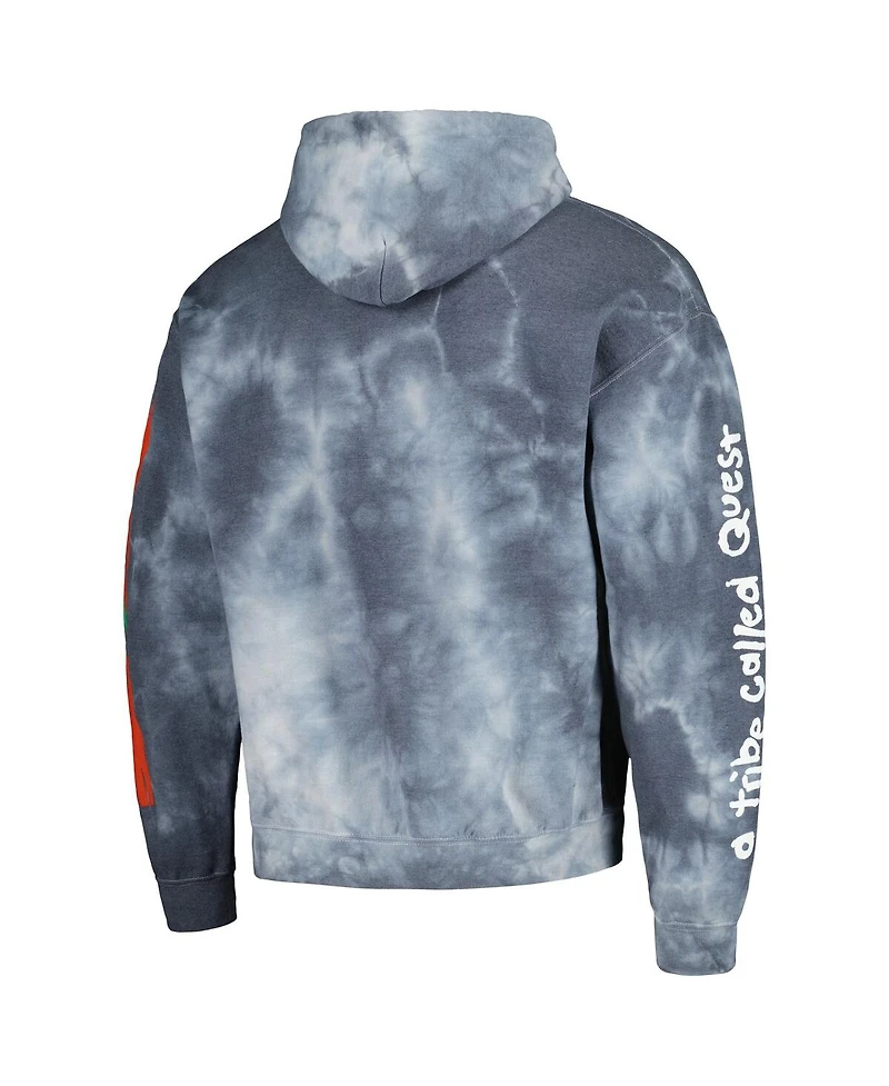 Men's Navy Distressed A Tribe Called Quest Washed Stick Figure Pullover Hoodie
