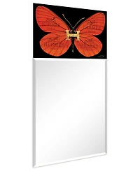Empire Art Direct "Designer Butterfly" Rectangular Beveled Mirror on Free Floating Printed Tempered Art Glass, 48" x 24" x 0.4"