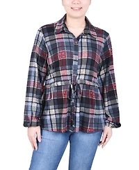 Ny Collection Petite Long Dolman Sleeve Drawstring-Waist Tunic Top