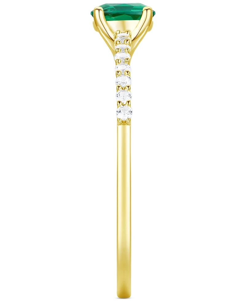 Lab-Grown Emerald (3/8 ct. t.w.) & White Sapphire Bridal Set 14k Gold-Plated Sterling Silver (Also Ruby Blue