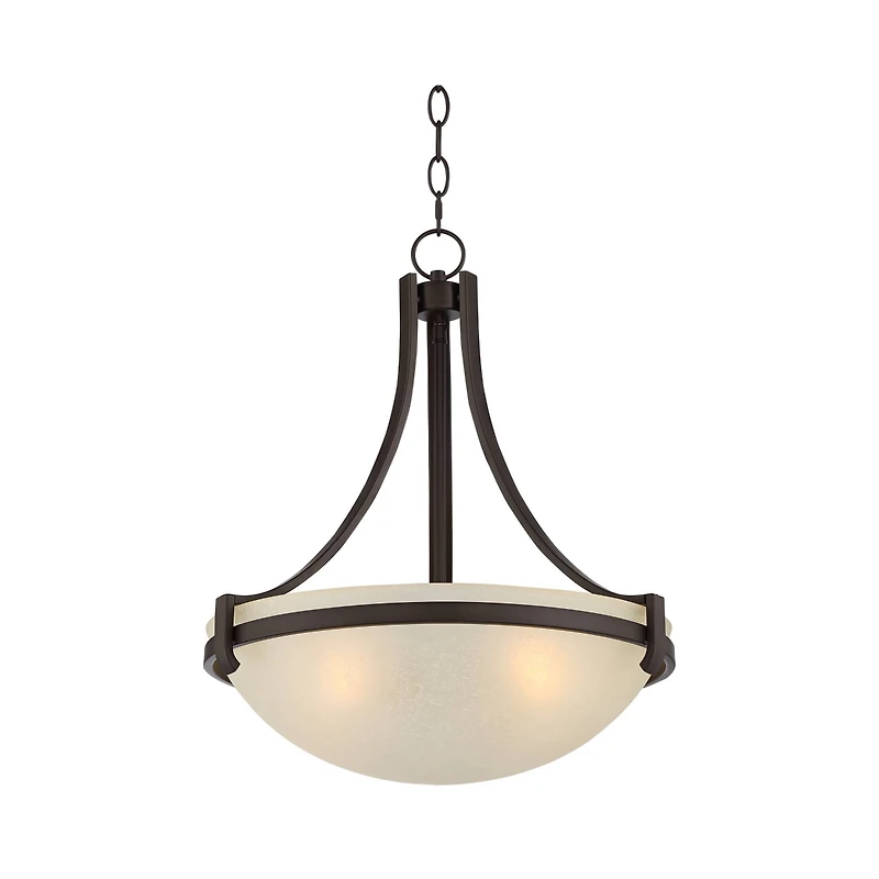 Regency Hill Mallot Oil Rubbed Bronze Pendant Chandelier 20" Wide Industrial Champagne Glass Bowl Shade 4-Light Fixture for Dining Room Kitchen I