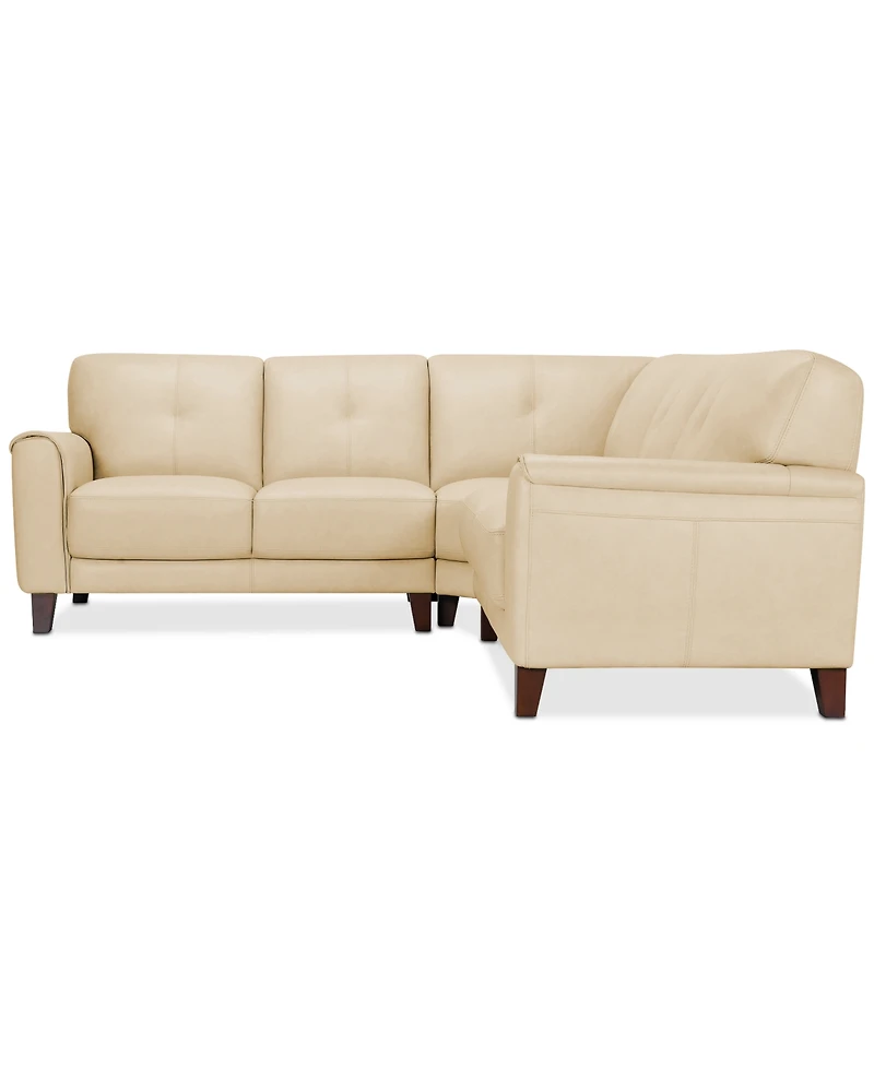 Closeout! Ashlinn 94" 3-Pc. Pastel Leather Sectional, Created for Macy's