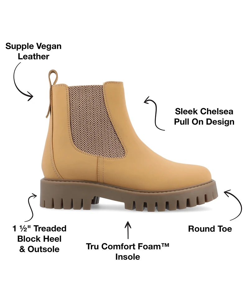 Journee Collection Women's Alara Medium and Wide Width Chelsea Lug Sole Bootie