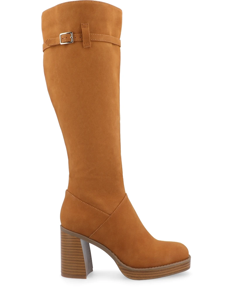 Journee Collection Women's Letice Wide Width Calf Square Toe Platform Knee High Boots