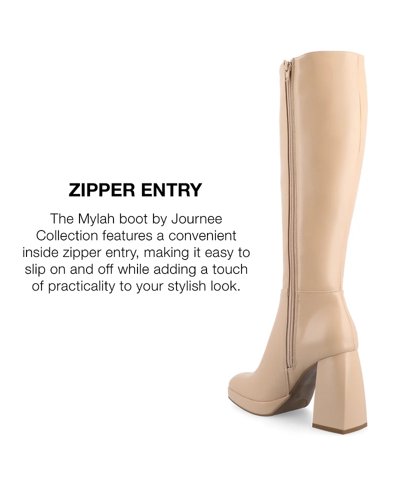 Journee Collection Women's Mylah Platform Block Heel Knee High Boots