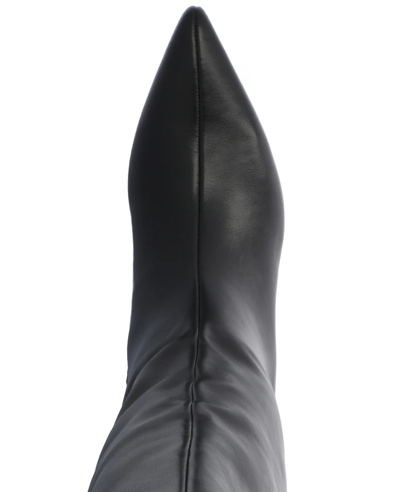Journee Collection Women's Tullip Kitten Heel Pointed Toe Knee High Dress Boots