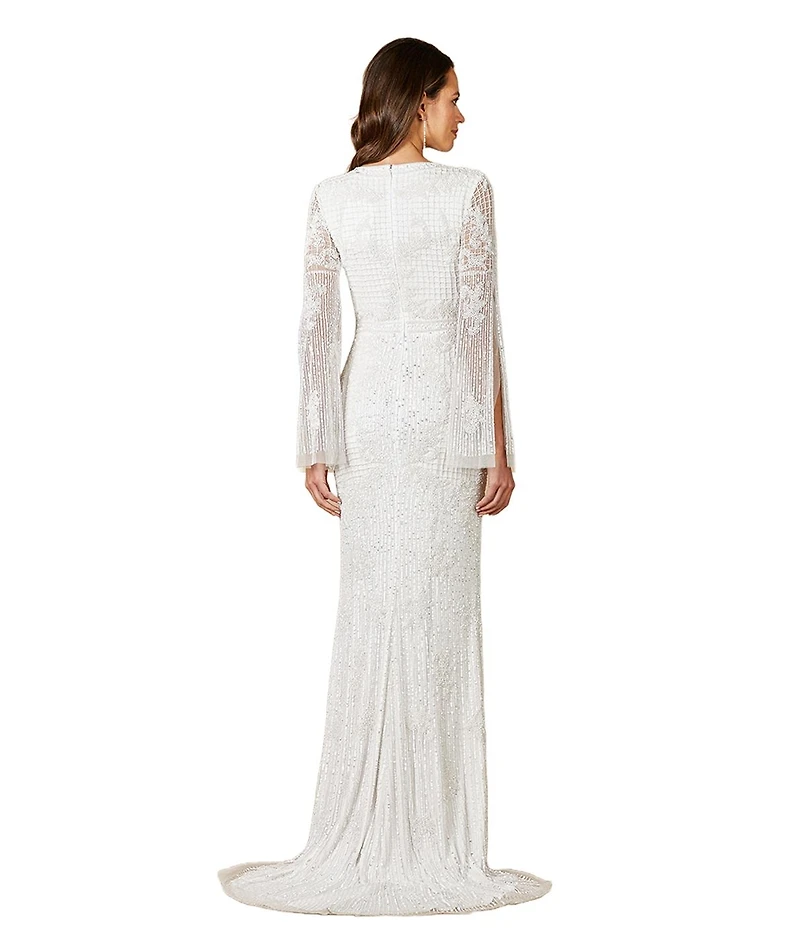 Lara Women's Fallon Long Sleeve Beaded Wedding Gown