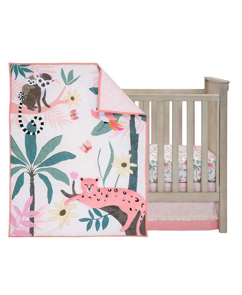 Lambs & Ivy Enchanted Safari Leopard/Lemur Jungle 3-Piece Baby Crib Bedding Set