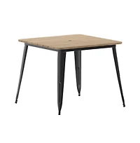 Merrick Lane Dryden Indoor/Outdoor Dining Table With Umbrella Hole, 36" Square All Weather Poly Resin Top And Steel Base