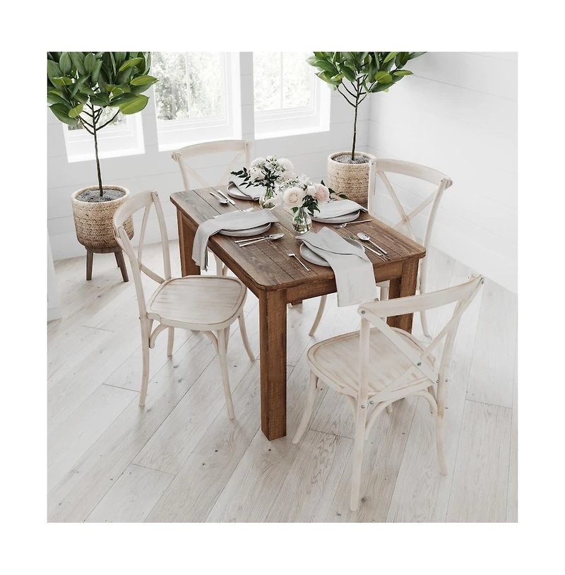 Merrick Lane Rectangular Antique Solid Pine Farm Dining Table