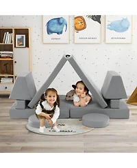 Costway Kids Play Sofa Set Modular Convertible Foam Folding Couch Toddler Playset