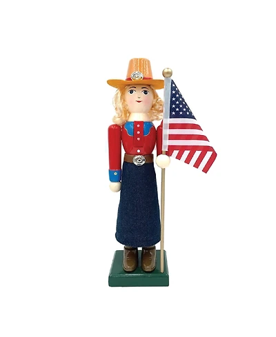 Santa's Workshop 14" Cowgirl and Flag Nutcracker Figurine