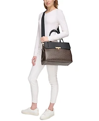 Calvin Klein Becky Signature Triple Compartment Turnlock Convertible Tote