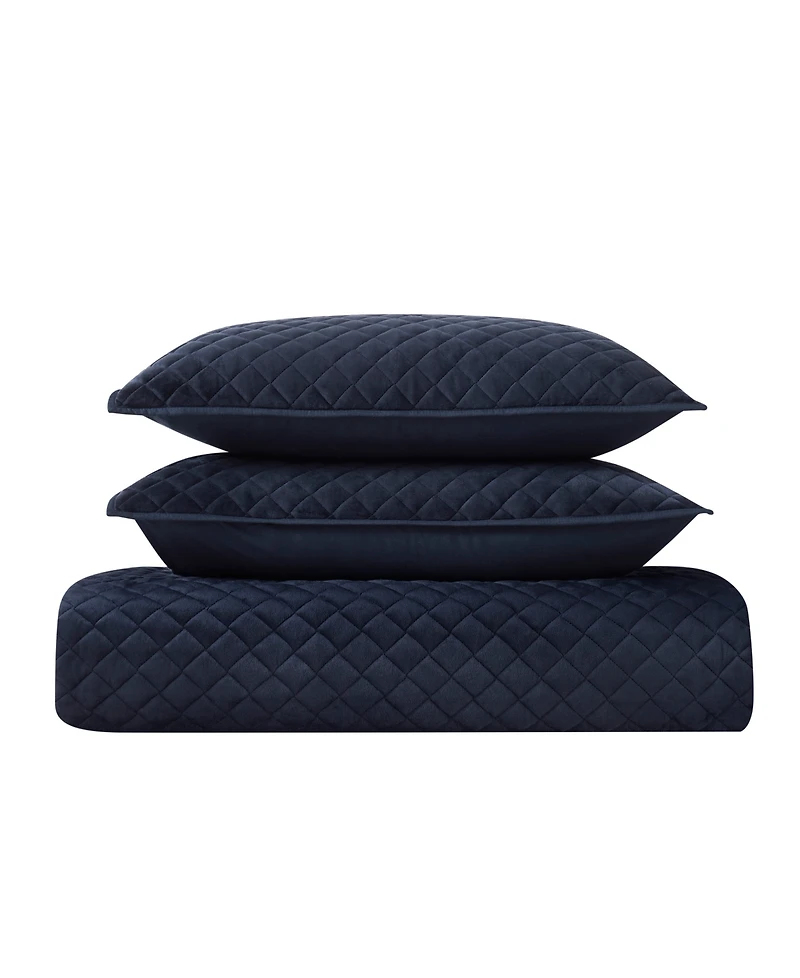 Royal Velvet Diamond 3 Piece Quilt Set, Full/Queen