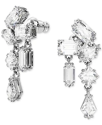 Swarovski Silver-Tone Mesmera Crystal Cluster Drop Earrings