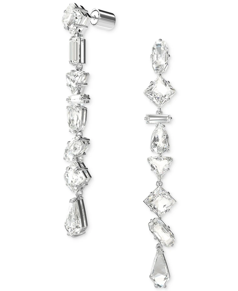 Swarovski Rhodium-Plated Mixed Crystal Linear Drop Earrings