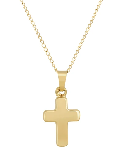 Children's Polished Tiny Cross 13" Pendant Necklace in 14k Gold