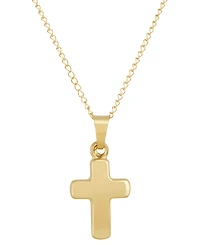 Children's Polished Tiny Cross 13" Pendant Necklace in 14k Gold