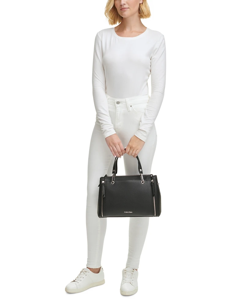 Calvin Klein Garnet Triple Compartment Top Zipper Satchel