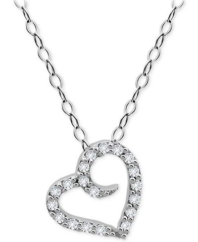 Giani Bernini Cubic Zirconia Open Heart Pendant Necklace, 16" + 2" extender, Created for Macy's