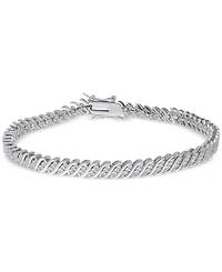 Diamond Triple Row "S" Link Bracelet (1 ct. t.w.) in Sterling Silver or 14k Gold-Plated Sterling Silver