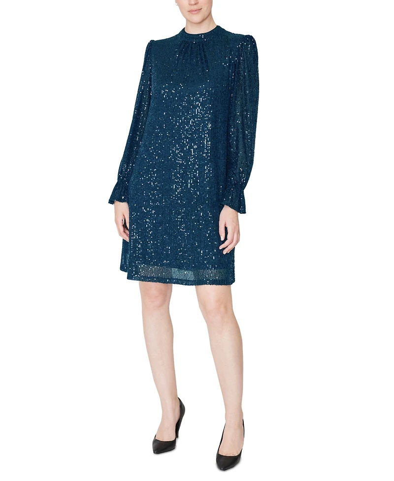 julia jordan Sequin Mock-Neck Sheath Dress