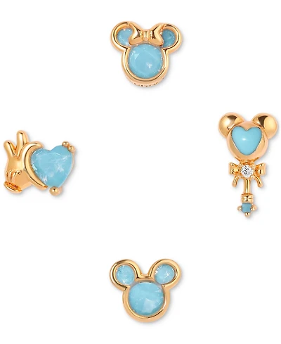 Girls Crew 18k Gold-Plated 4-Pc. Set Color Crystal Blue Dream Single Stud Earrings