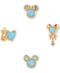 Girls Crew 18k Gold-Plated 4-Pc. Set Color Crystal Blue Dream Single Stud Earrings