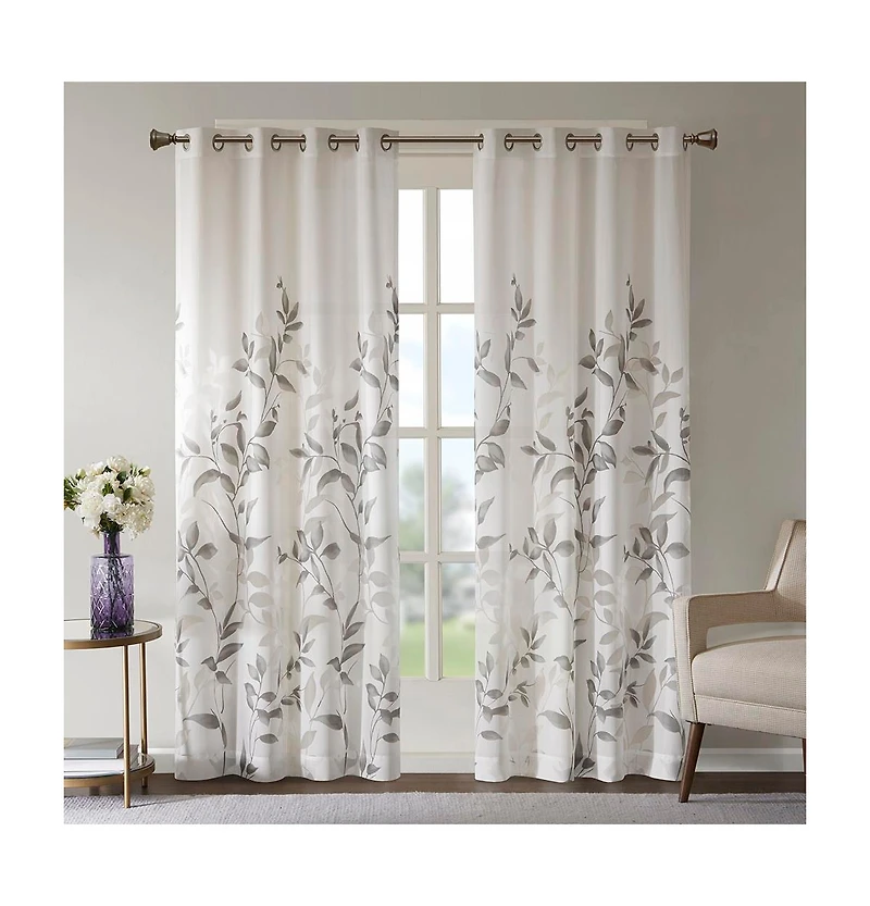 Cecily Burnout Printed 2 sheer Window Curtain, 84 inches long Curtain Panels set, Width 50 curtains for Bedroom and Living Room, Easy To Hang,