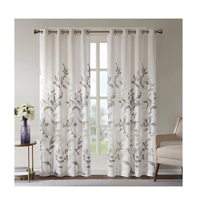 Cecily Burnout Printed 2 sheer Window Curtain, 84 inches long Curtain Panels set, Width 50 curtains for Bedroom and Living Room, Easy To Hang,