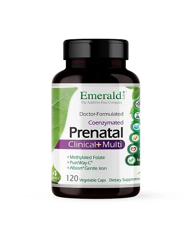 Emerald Labs Prenatal Clinical+ Multi - Clinical 4-Daily with Coenzymated B s, Additional Methylated Folic Acid and Gentle Iron for Pregnant Women