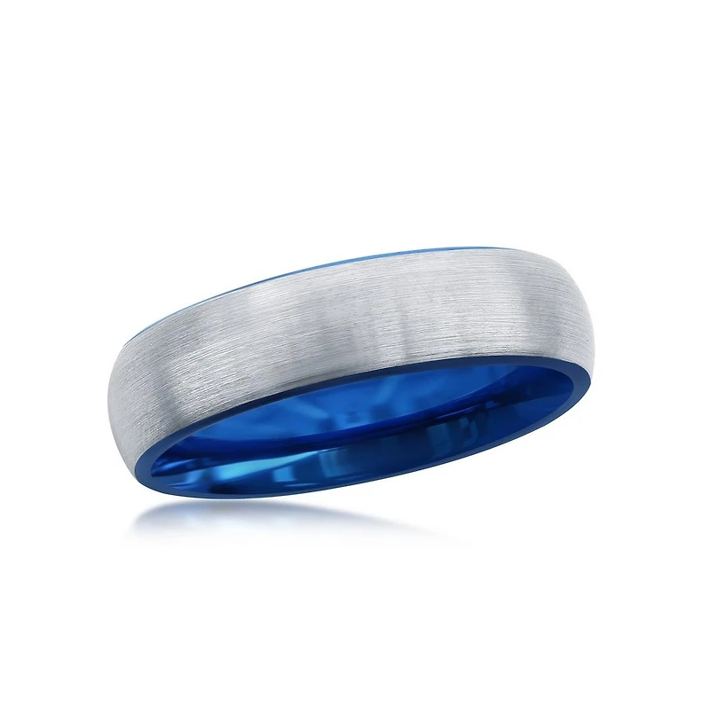 Blue & Silver 6mm Tungsten Ring
