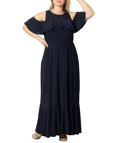 Kiyonna Plus Piper Cold Shoulder Maxi Dress
