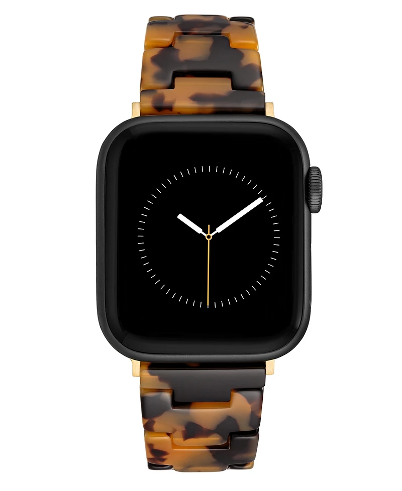 Anne Klein Women's Marbleized Tortoise Acetate and Gold-Tone Alloy Metal Bracelet designed for Apple Watch 42mm (Series 1-3 only) & 44/45/46/49mm (Ult