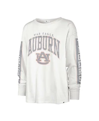 Women's '47 Brand White Distressed Auburn Tigers Statement Soa 3-Hit Long Sleeve T-shirt