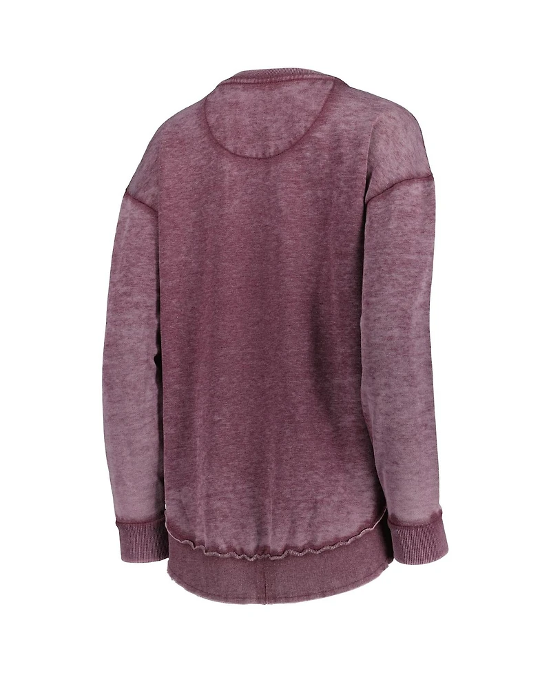 Women's Pressbox Maroon Distressed Mississippi State Bulldogs Vintage-Like Wash Pullover Sweatshirt