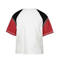 Women's '47 Brand White Distressed Nebraska Huskers Serenity Gia Cropped T-shirt