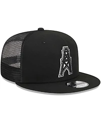 Men's New Era Black Houston Oilers Gridiron Classics Throwback Main Trucker 9FIFTY Snapback Hat