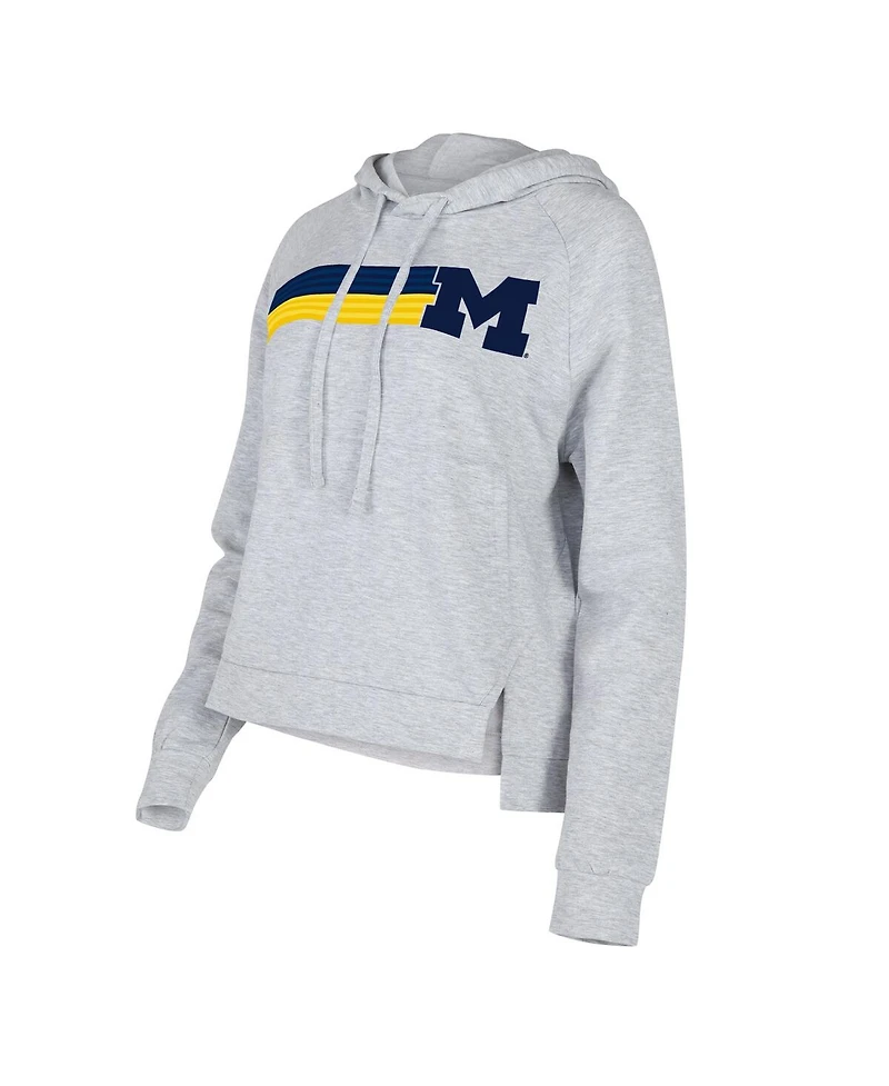 Women's Concepts Sport Gray Michigan Wolverines Cedar Tri-Blend Raglan Pullover Hoodie