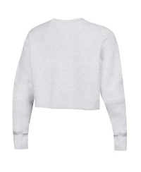 Women's Champion Heather Gray Distressed Ohio State Buckeyes Reverse Weave Cropped Pullover Sweatshirt
