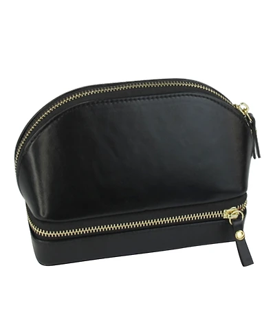 Mele & Co Duo Fashion Jewelry Cosmetic Travel Case in Leather