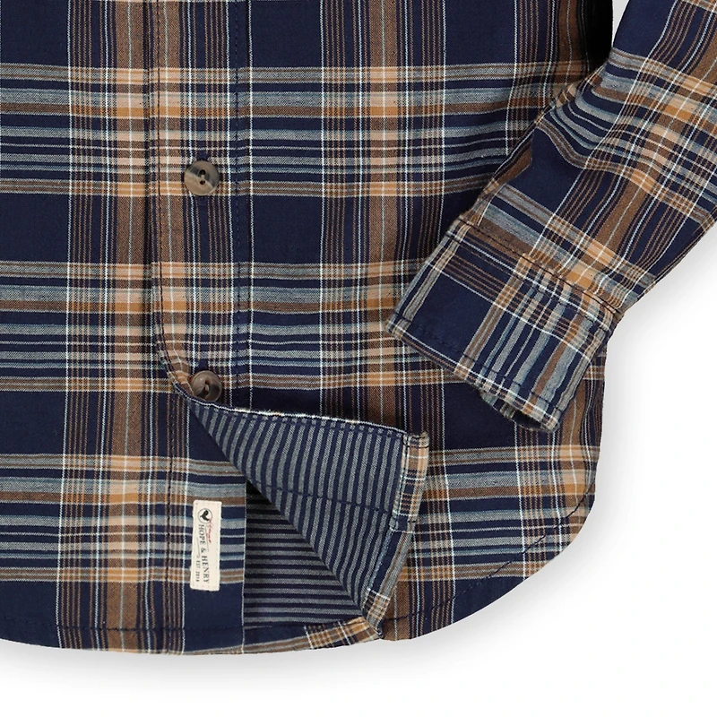 Hope & Henry Baby Boys Organic Convertible Double Weave Button Down Shirt